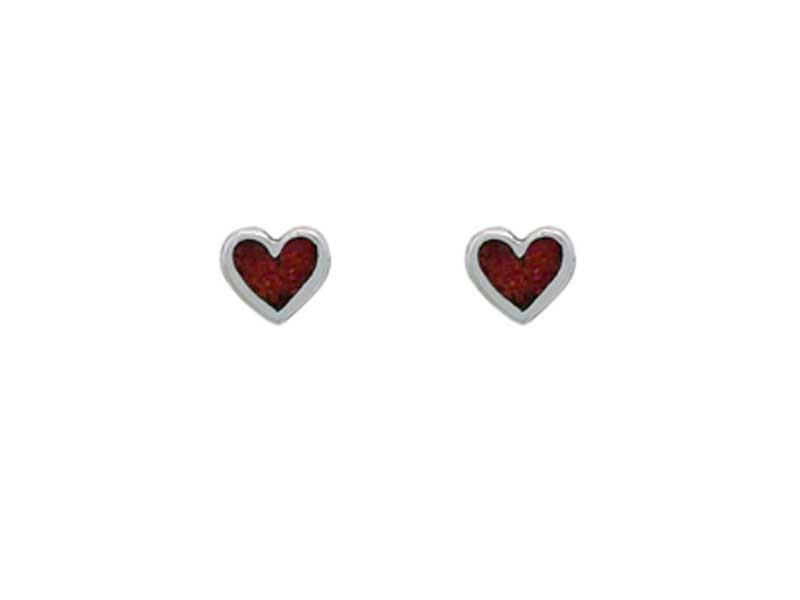 Sterling Silver Red Heart Stud Earrings - Embrace the Symbol of Love with These Classic Earrings**