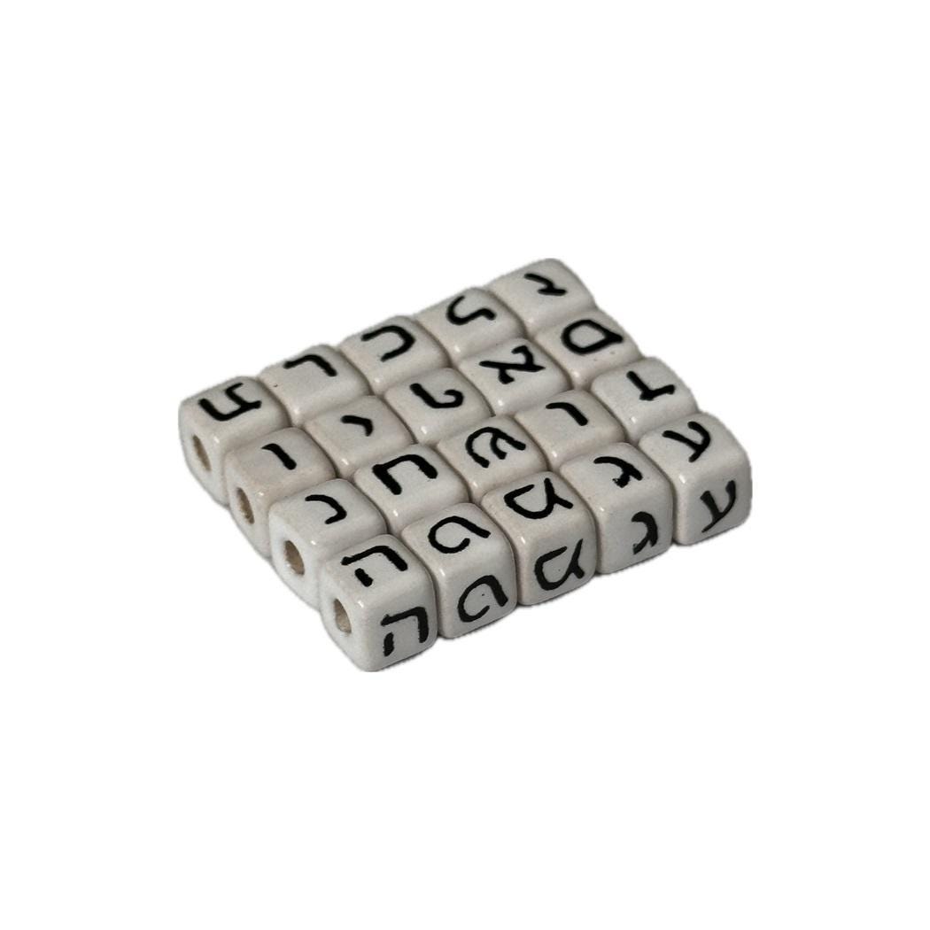 6mm Hebrew Letter Beads Ceramic Cubic Beads - product image 5